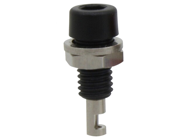 Contact; banaanstekker 2mm; 10A; zwart; op paneel,geschroefd Contact; banaanstekker 2mm; 10A; zwart; op paneel,geschroefd